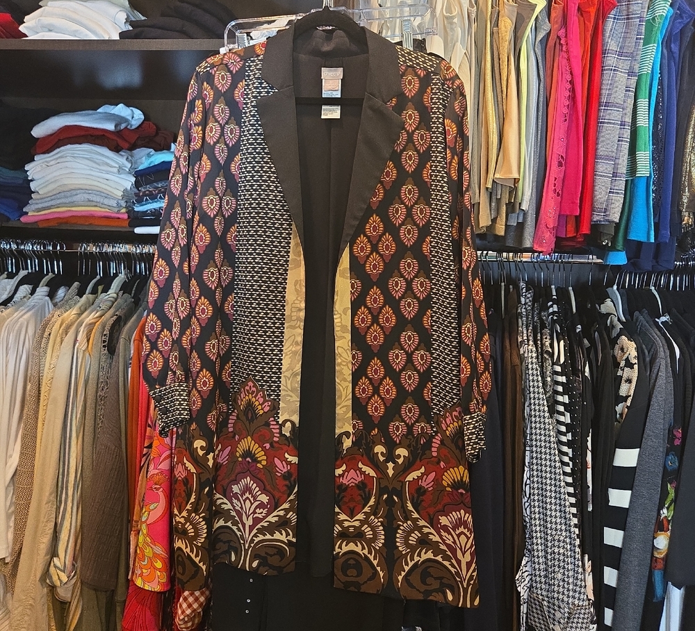 Chico's Black And Multicolor Patterned Jacket - image 1